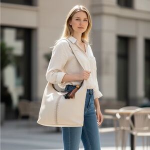 The Sak Cream and Brown Tote Bag